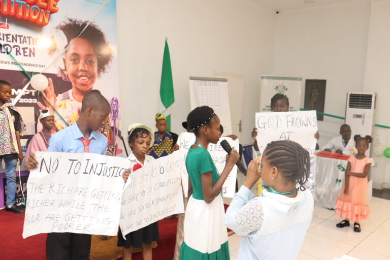 Children Presenting a Stage Play at Help Initiative's Spelling Bee competition